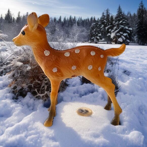 Vintage Reindeer Figure Mini Plastic Celluloid MCM Christmas Holiday Diorama - Picture 14 of 15